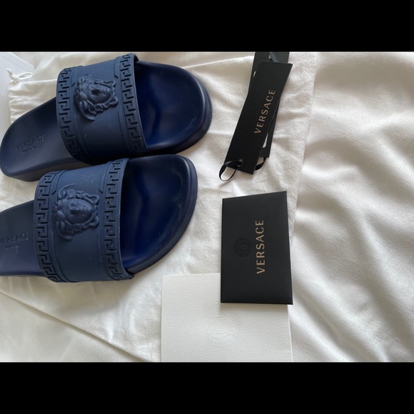 Versace Palazzo Slides Blue - Picture 4 of 4